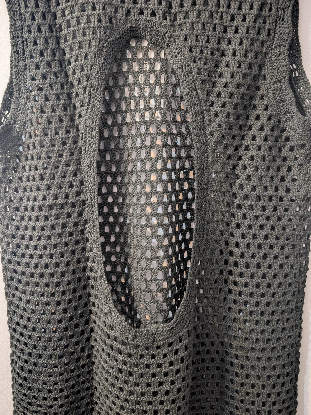 New Style Mini Black Sleeveless Crochet Open Back Beach Swimsuit CoverUp- Sz Xs
